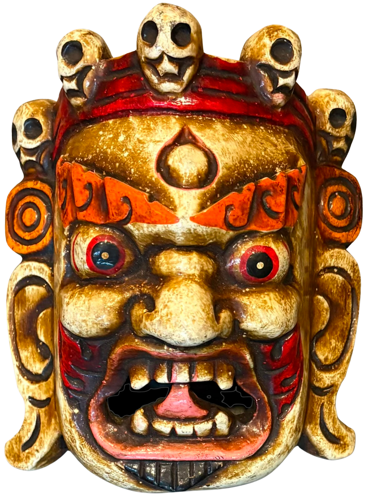 The Ochre Five-Skull Mahakala in Himalayan Buddhist Tradition Mask by Kandoika Thumbnail