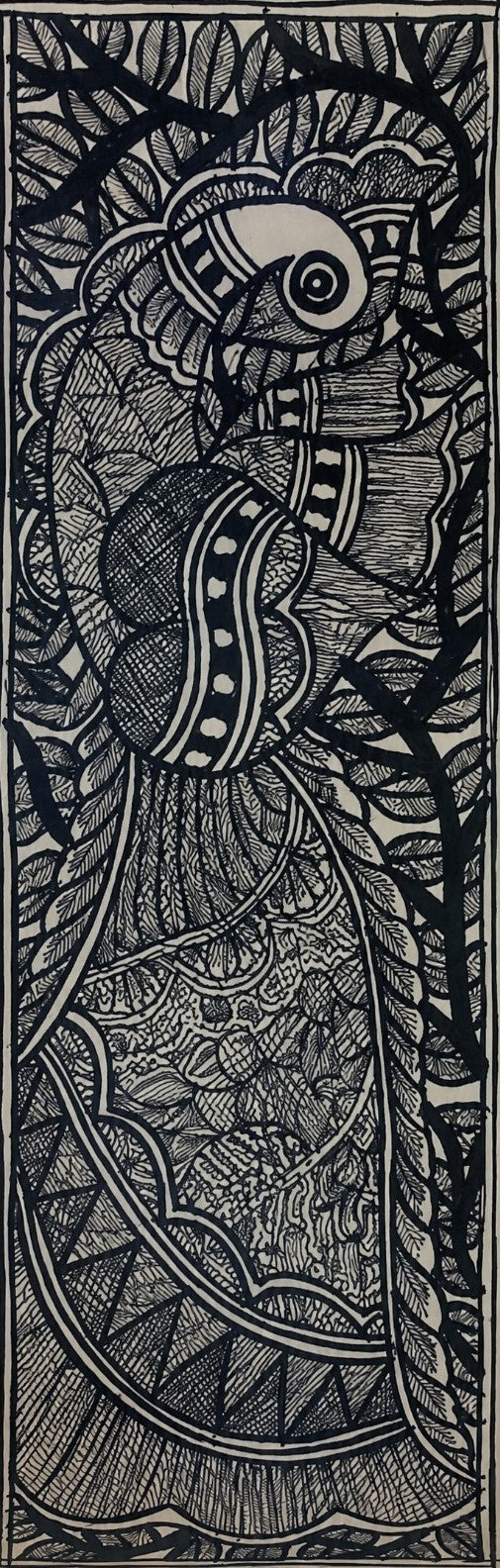 The Peacock in Madhubani Painting by Pratima Bharti Thumbnail