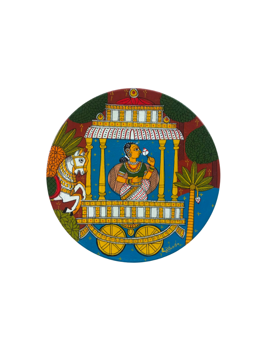 The Royal Conveyance in Cheriyal Scroll Wall Plate by Dhanalakota Rakesh Thumbnail