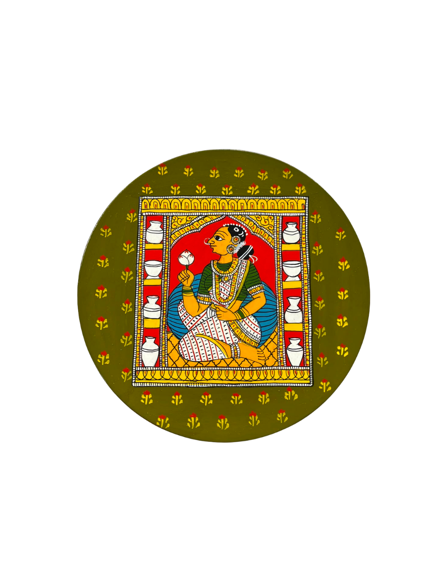 The Seated Lady in Cheriyal Scroll Wall Plate by Dhanalakota Rakesh Thumbnail