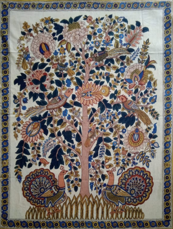 The Tales of Nature: Tree of Life with Peacocks in Kalamkari by Siva Reddy Thumbnail