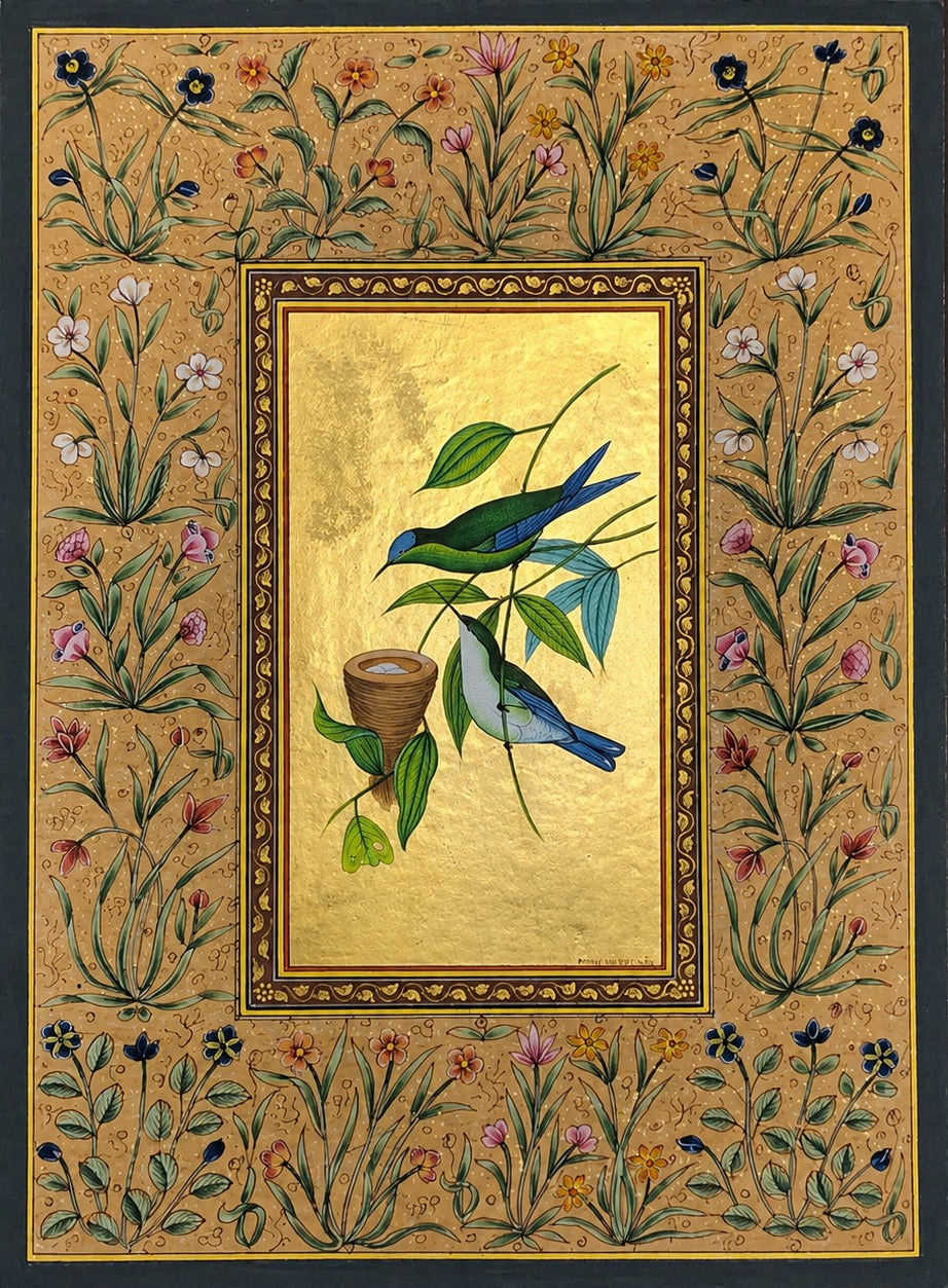 The Verdant Flycatcher’s Nest in Mughal Miniature by Mohan Prajapati Thumbnail