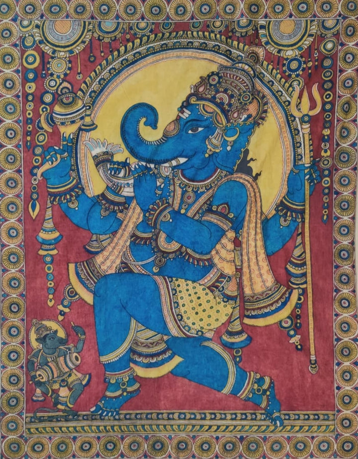 The Vibrations of the Conch: Lord Ganesha in Kalamkari Inspired Art by Harinath N. Thumbnail
