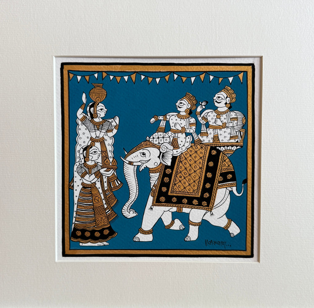The Welcome of the Royal Procession: A Phad Painting by Kalyan Joshi for sale
