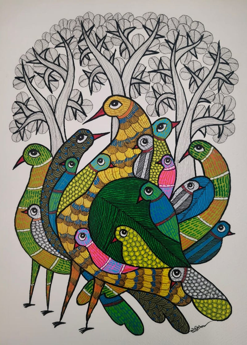 Buy The Wings of Flight in Nature: Flock of Birds in Gond by Choti Tekam