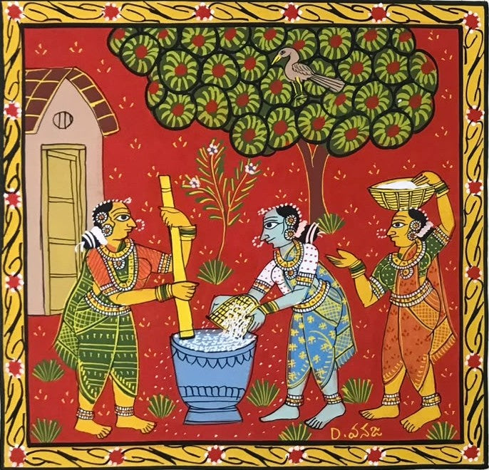 The Women and Domestic rituals in Cheriyal Scroll by Dhanalakota Rakesh Thumbnail