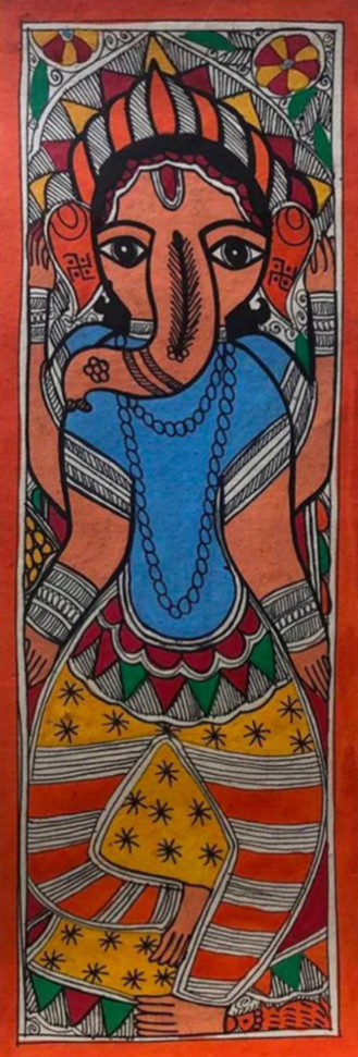The elephant headed god : Ganesha in Madhubani Painting by Pratima Bharti Thumbnail