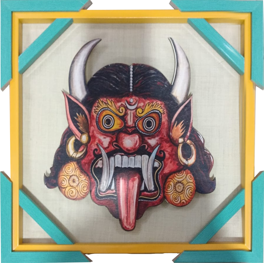 The watchful guardian in Cheriyal Mask Print Thumbnail