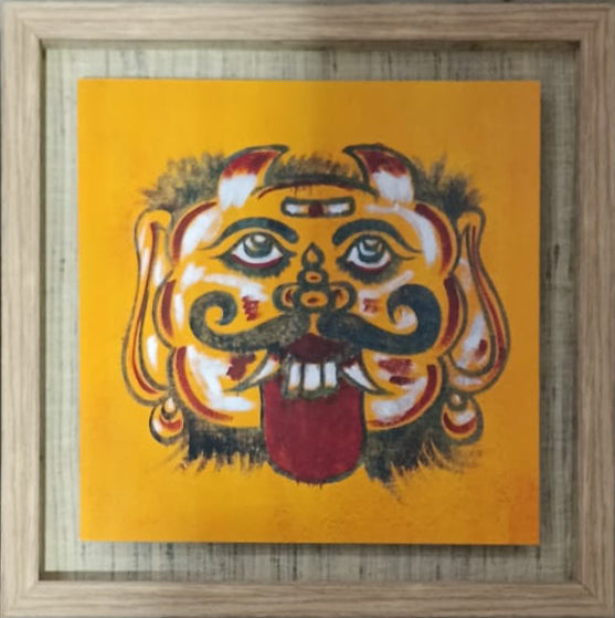 The watchful trickster in Cheriyal Mask Print Thumbnail