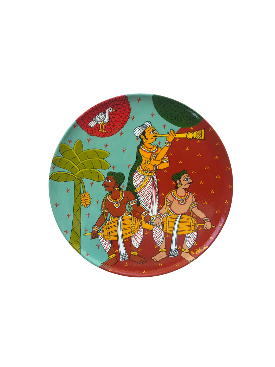 Traditional Musicians Procession in Cheriyal Scroll Wall Plate by Dhanalakota Rakesh Thumbnail