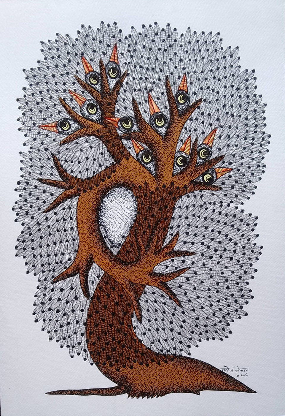 Tree-Bird: Interconnectedness in Gond by Manoj Tekam Thumbnail