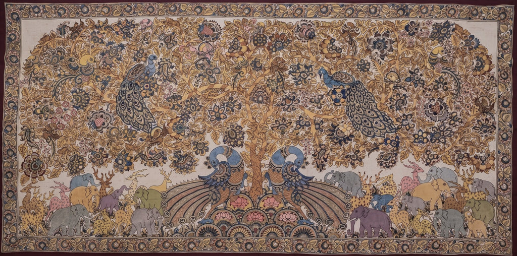 Tree of Life with Peacocks in Kalamkari by Harinath N Thumbnail