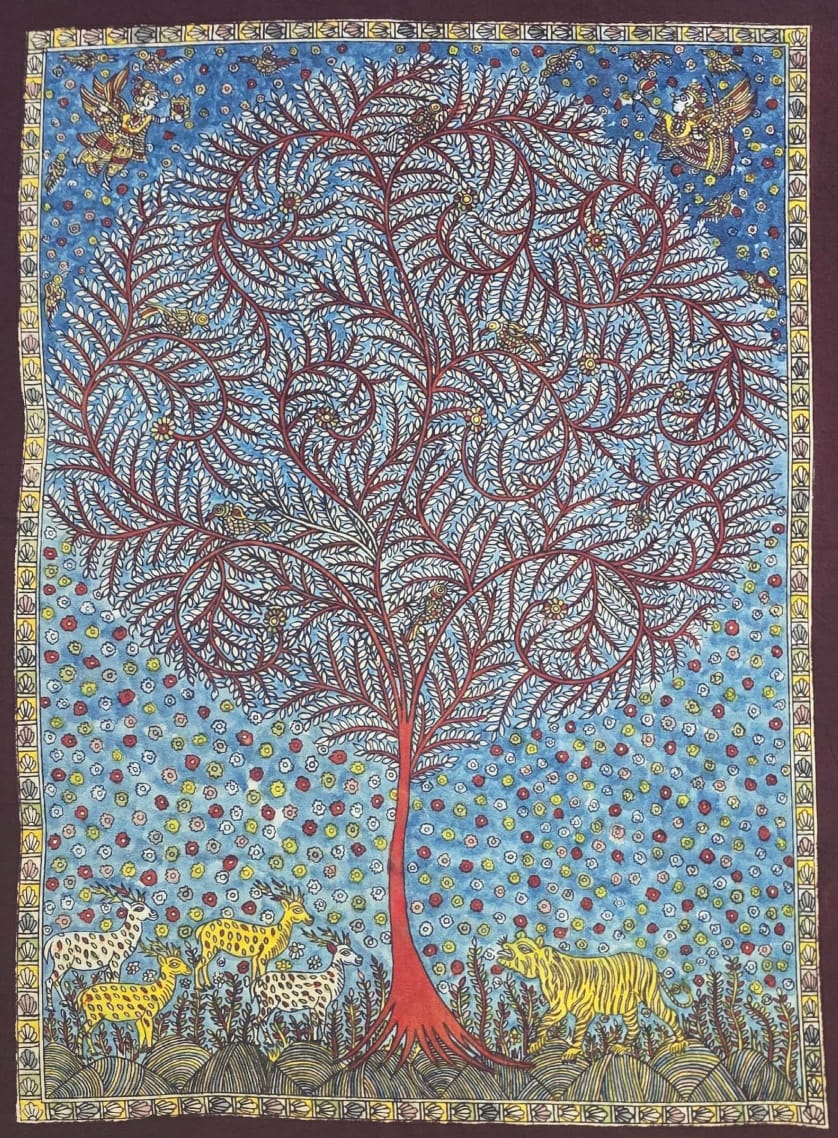Tree of Life Tiger and Deers in Mata Ni Pachedi by Vasant Manubhai Chittara Thumbnail