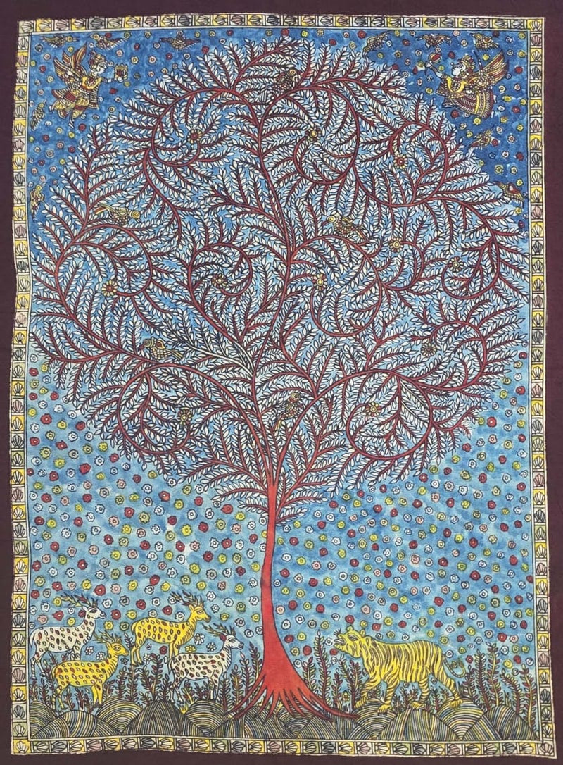 Buy Tree of Life Tiger and Deers in Mata Ni Pachedi by Vasant Manubhai Chittara