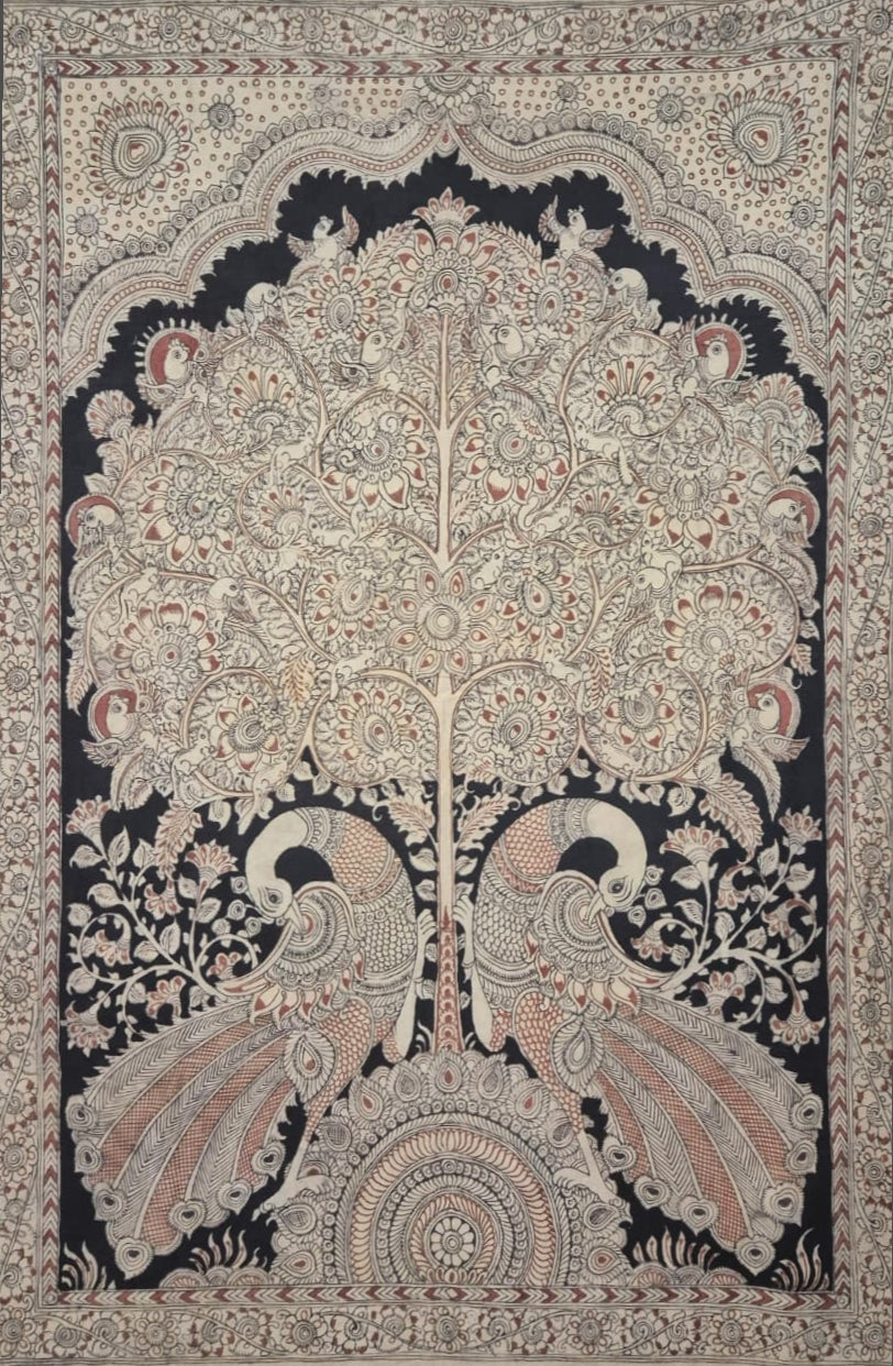 Buy Tree of Life and Peacocks in Kalamkari by Harinath N.