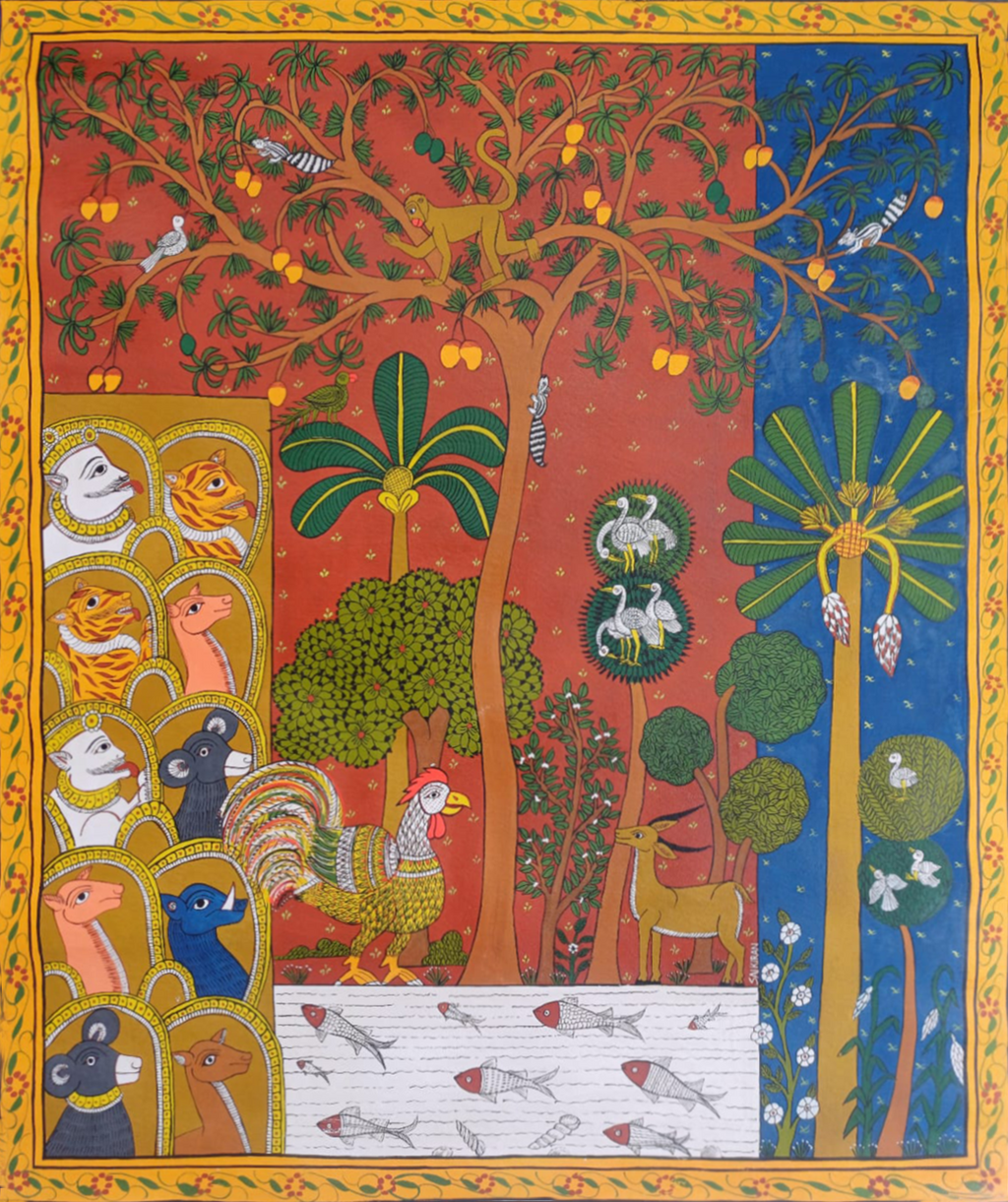 Tree of Life in Cheriyal Scroll Painting by Sravan Kumar Thumbnail