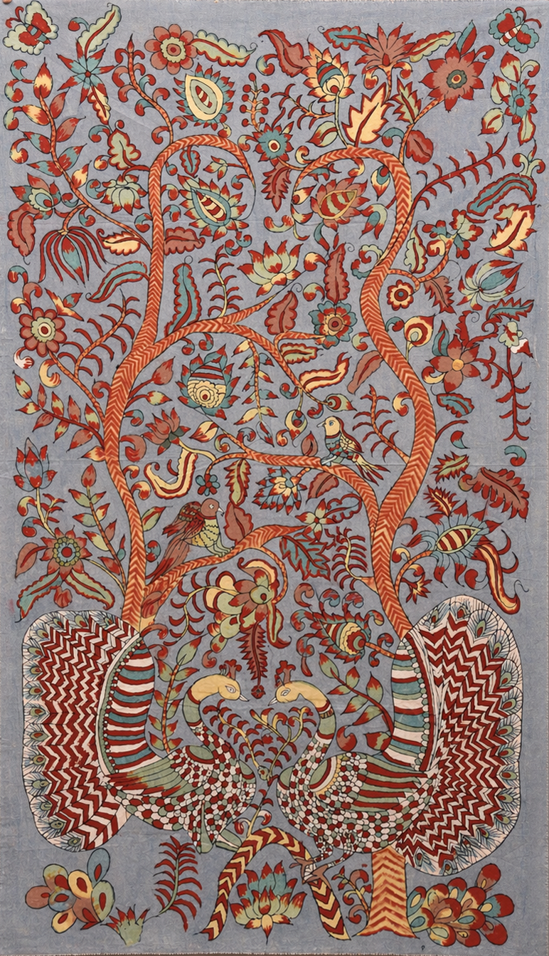 Tree of Life with Peacocks in Kalamkari by Ghanshyam Sarode Thumbnail