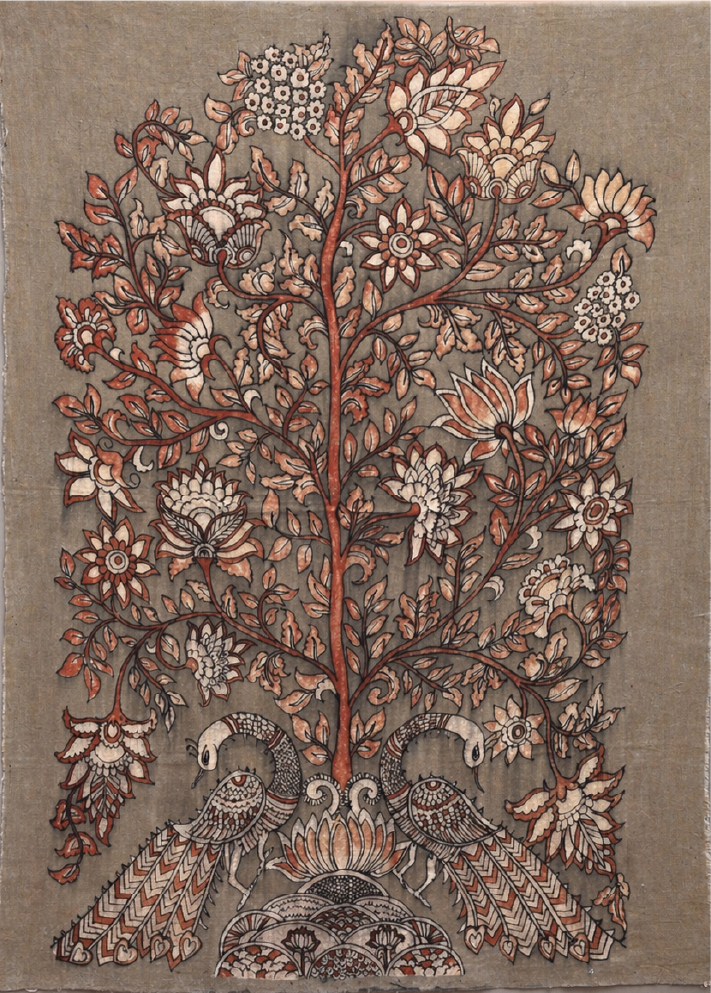 Tree of life with peacocks in Kalamkari by Ghanshyam Sarode Thumbnail