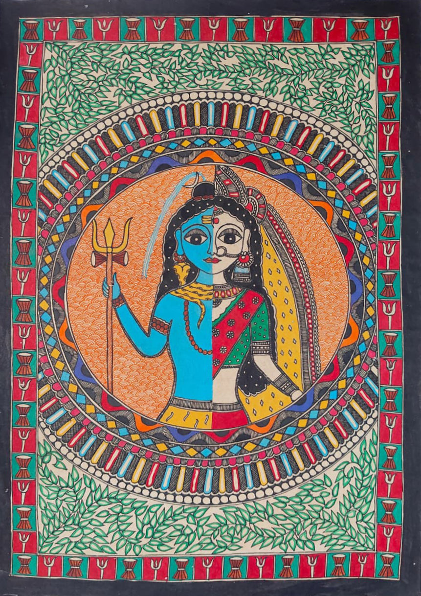 Unity in Duality: Ardhanarishvara in Madhubani by Ambika Devi Thumbnail
