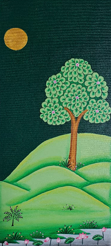Verdent landscape Contemporary Pichwai by Shehzaad Ali Sherani Thumbnail