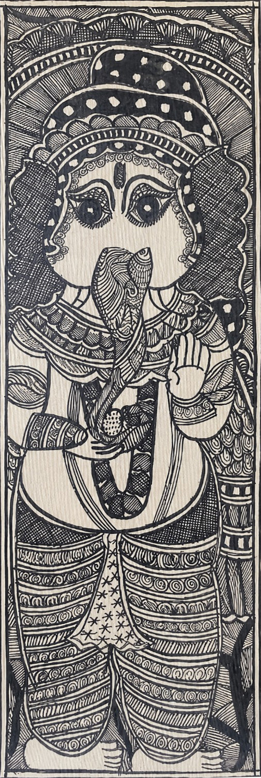 Vignaharta Ganesha: The Remover of Obstacles in Madhubani painting by Pratima Bharti Thumbnail