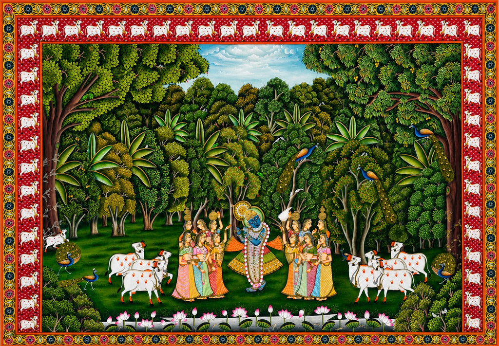 Vrindavan Forest Scene in Pichwai by Trilok Prakash Soni Thumbnail
