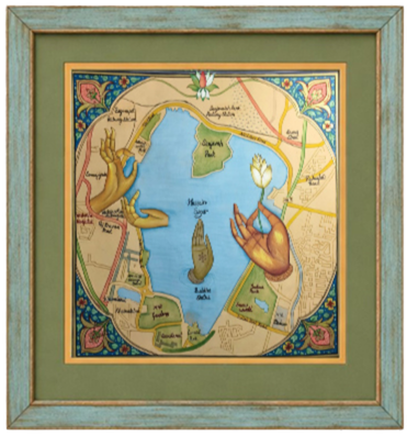 Waters of Devotion: Cartographic Vision of Hussain Sagar in Miniature Painting by Rajendra Sharma Thumbnail