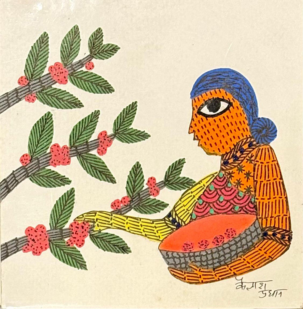 Woman collecting fruits in Gond by Kailash Pradhan Thumbnail