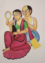 Women and Man In Kalighat by Anwar Chitrakar handmade artwork