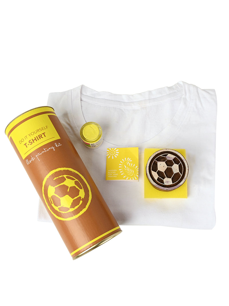 POTLI DIY Craft Kit - Block Print Your own T-Shirt (Football) Age 4-12 years