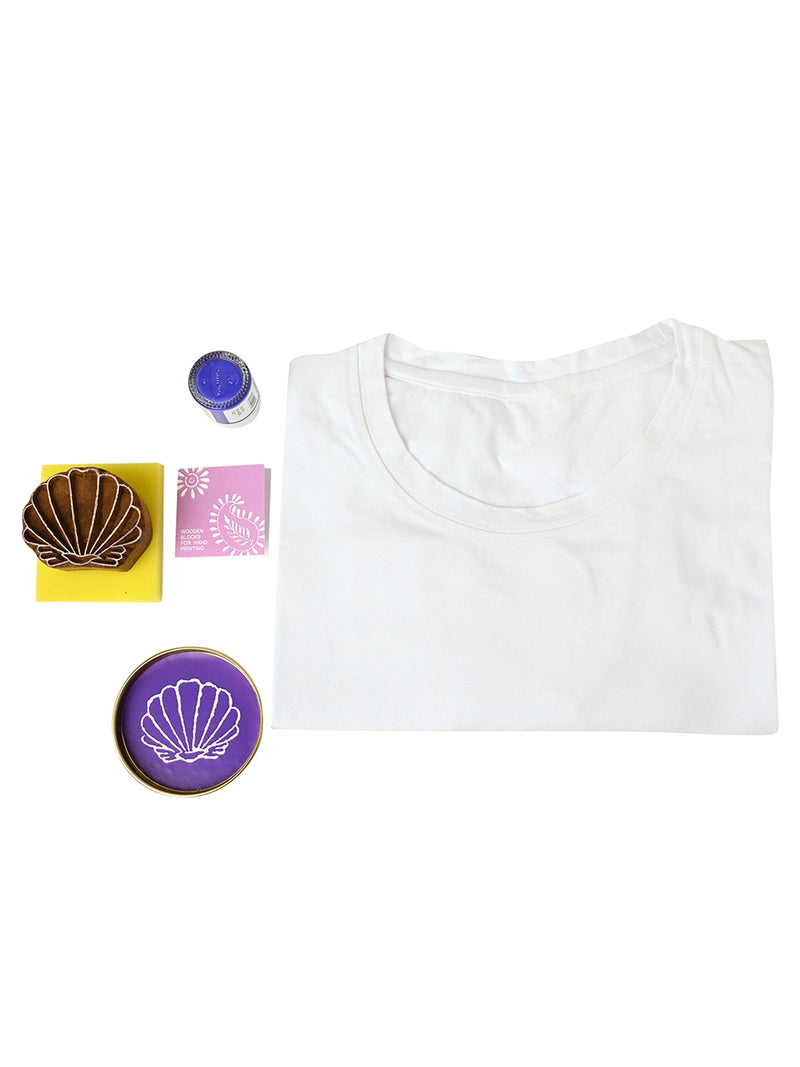 POTLI DIY Craft Kit - Block Print Your own T-Shirt (Shell) Age 4-12 years