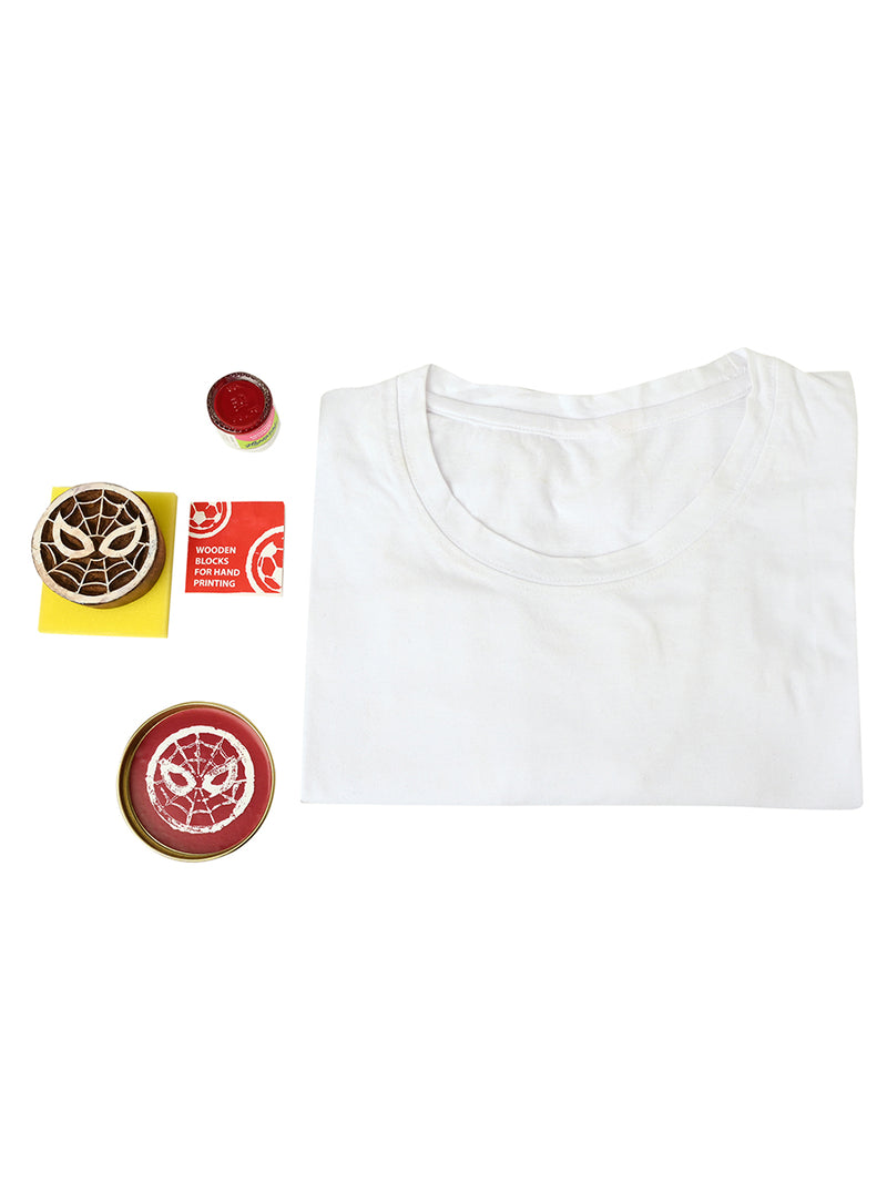 POTLI DIY Craft Kit - Block Print Your own T-Shirt (Spiderman) Age 4-12 years