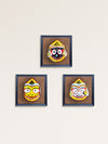 Sacred Trio: Jagannath, Balabhadra, and Subhadra's Faces Paper Mache by Keshab Maharana for sale