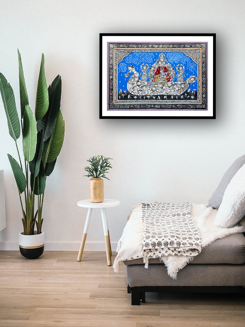 Shop Whimsical Whirl: Sacred Oddyssey Pattachitra Painting on a canvas 