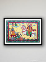 Divine Conquest: Sacred Victory Pattachitra Painting on a canvas by Apindra Swain for sale