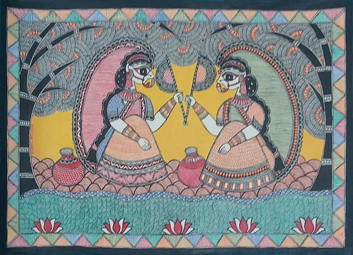 2 women in Madhubani by Priti Karn Thumbnail