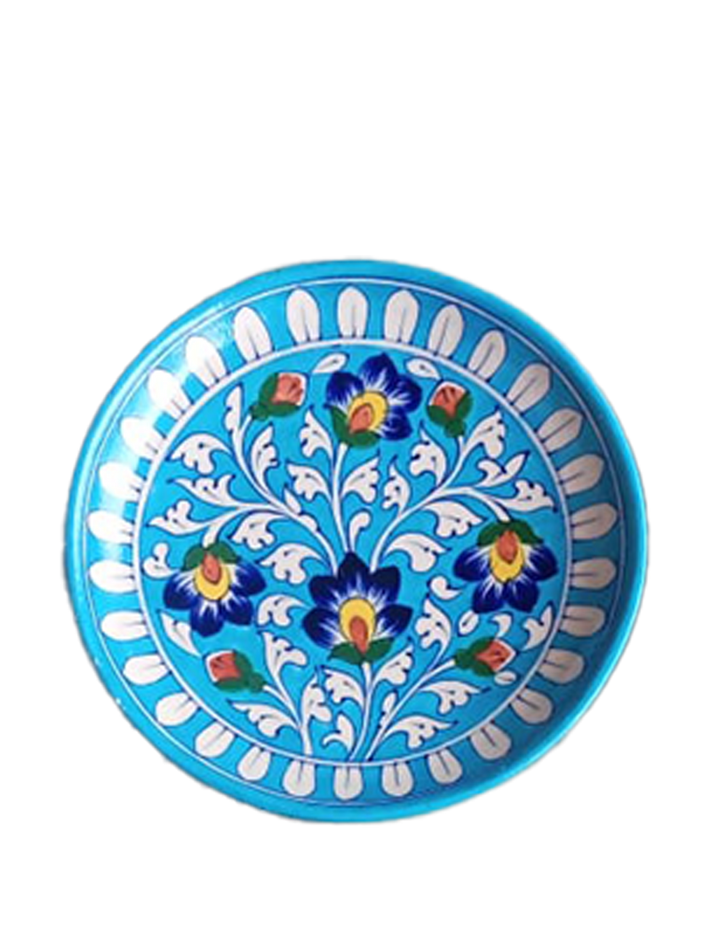 Shop for Blue and Yellow Florals in Blue Pottery Plates By Vikram Kharol at memeraki.com