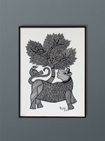 Order today An Appealing Symphony of Nature and Monochromatic Shades Gond Painting 