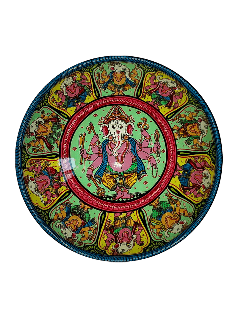 Order Online Lord Ganesha Pattachitra Round Wall Plates