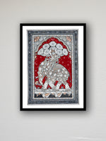 Crimson Enchantment: Sacred Flames of Majesty Pattachitra Painting on a canvas by Apindra Swain for sale 