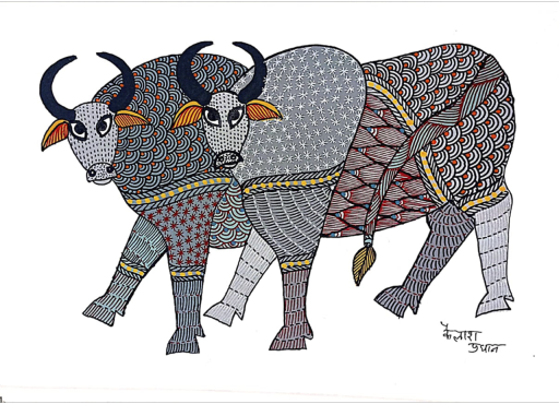 Purchase A Serenade of Colors and Monochromatic Contrasts Gond Painting 