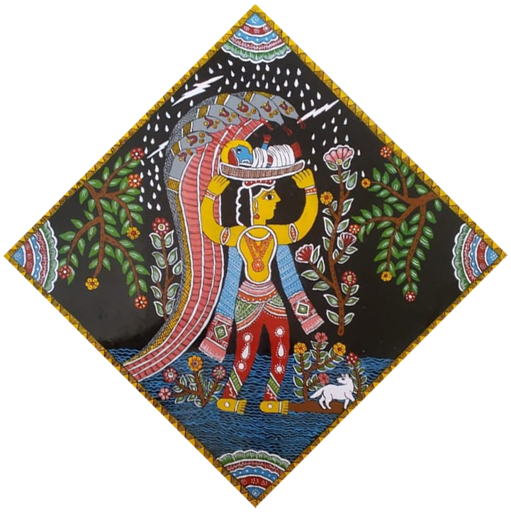 Depition of Vasudeva in Tikuli painting by Ashok Kumar