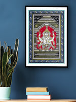 Crimson Divinity: The Pattachitra Artwork of Lord Ganesh Pattachitra Painting on a canvas by Apindra Swain to buy 