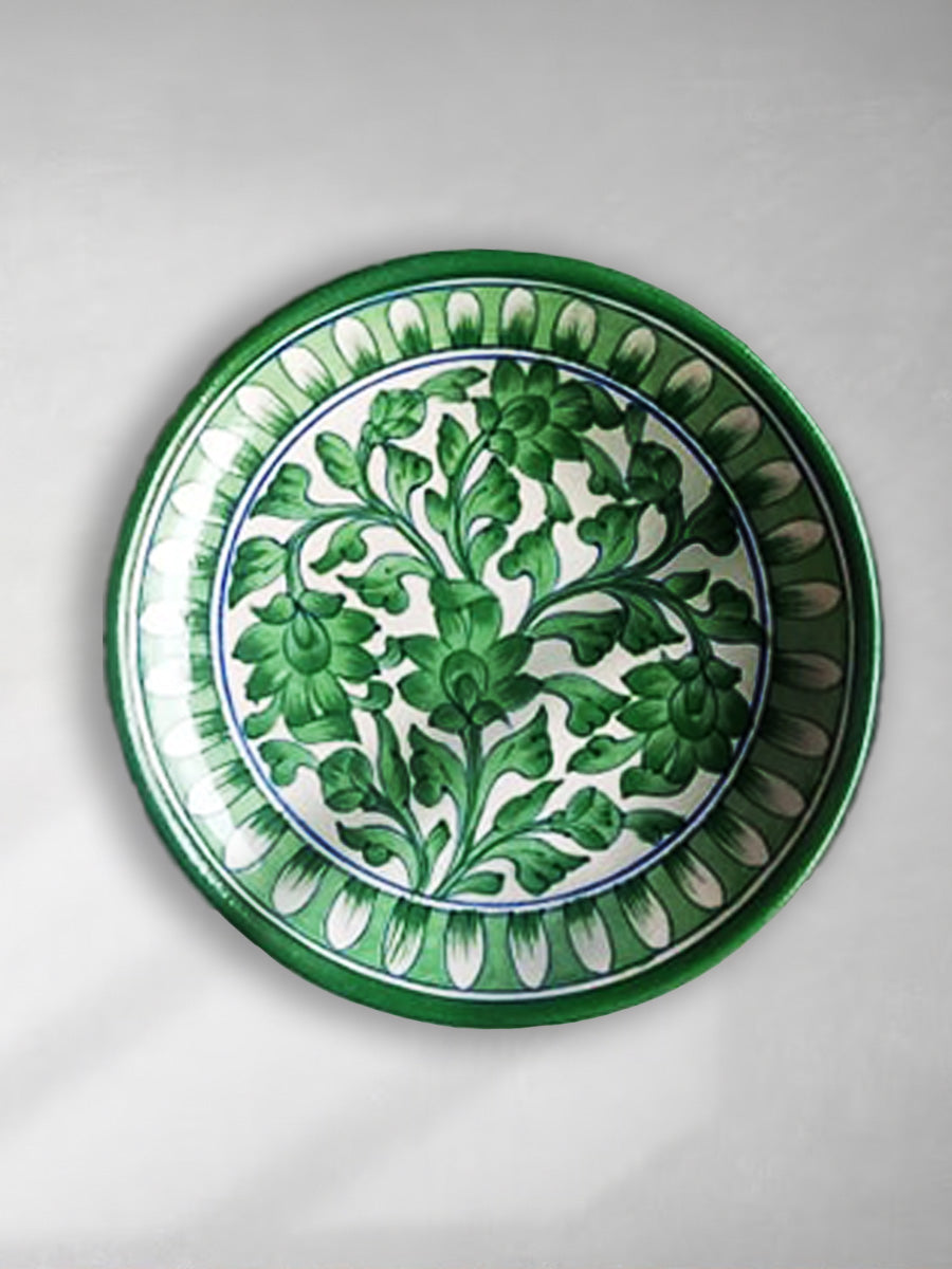 Green Floral/ Blue Pottery Plates /Jaipur Artwork for Sale