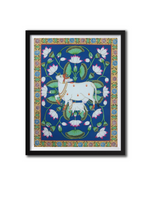 Buy Cow and a lotus pond pichwai art