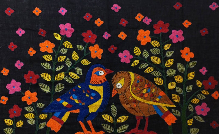 A Pair of Birds in Batik and Kantha by Kartik Manna Thumbnail