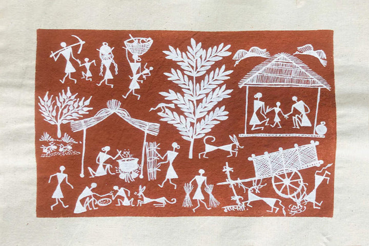 A Rural Countryside, Warli Art by Dilip Bahotha Thumbnail