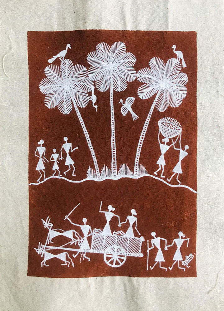 A Rural Landscape, Warli Art by Dilip Bahotha Thumbnail