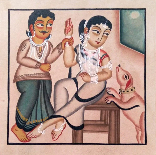 A Sweet Home in Kalighat Painting by Bapi Chitrakar Thumbnail