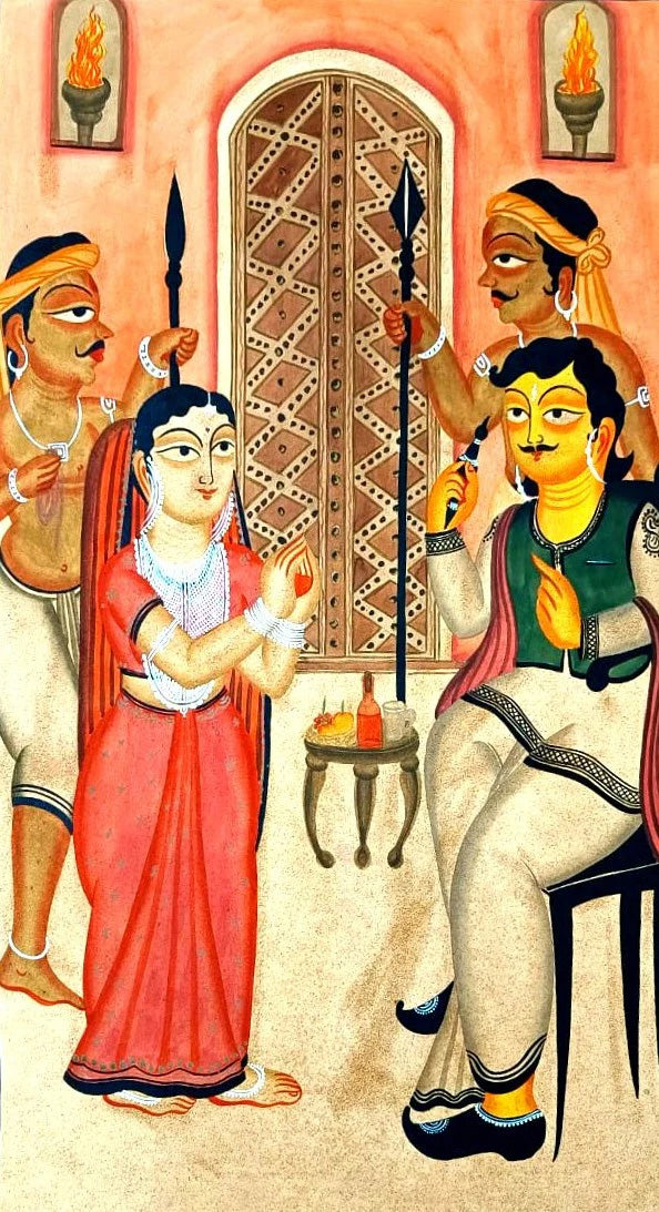 Buy Babu and Bibi in Kalighat Art by Bapi Chitrakar